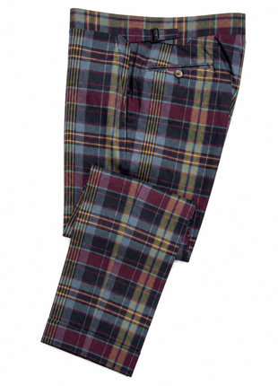 Polo Ralph Lauren Mens Multicolor Madras Plaid Peak Lapel Custom Fit Double-Breasted Cotton Suit - 40L