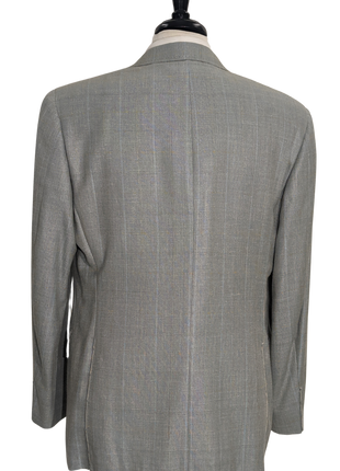 Sartoria Partenopea Men's Blue Windowpane Silk Blend 3-Roll-2.5 Sportcoat 42R