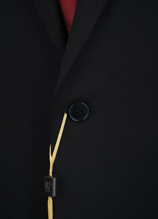 Canali Solid Black 100% Wool 2 Button Suit 46L
