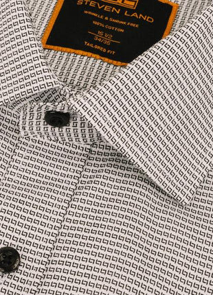 Steven Land Mens Black Check 100% Cotton Spread Collar Dress Shirt