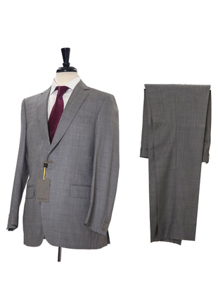Canali 1934 Mens 42R Drop 8 Gray Sharkskin 100% Wool Slim Fit 2 Piece Suit - The Suit Depot