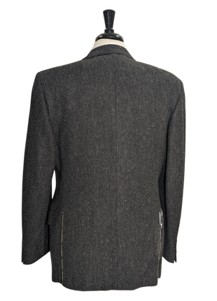 Sartoria Partenopea Men’s Black Textured 100% Lambswool 3-Roll-2.5 Sportcoat 44R