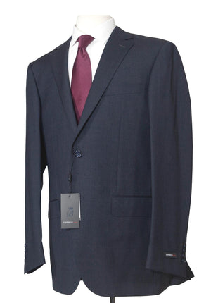 Napoli Mens 42L Navy Blue Check 100% Wool Classic Fit 2 Piece Suit
