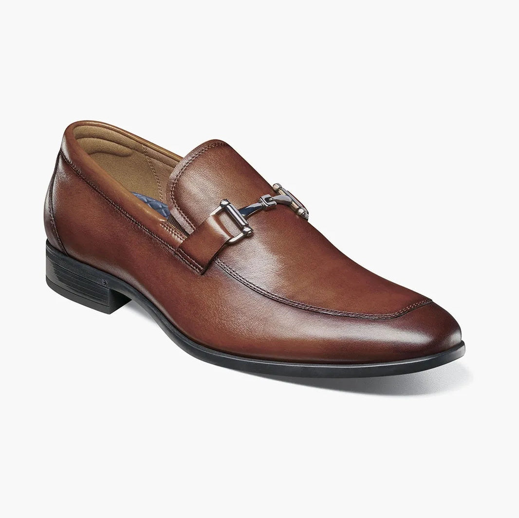 Florsheim Mens Cognac Brown Slip-On Moc Toe Bit Loafer Dress Shoes