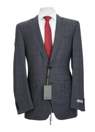 Canali 1934 Mens Gray Check 42L Drop 8 Slim Fit 100% Wool 2 Piece Suit