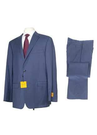 Hickey Freeman Mens 46L Blue 100% Wool Classic Fit 2 Piece Suit
