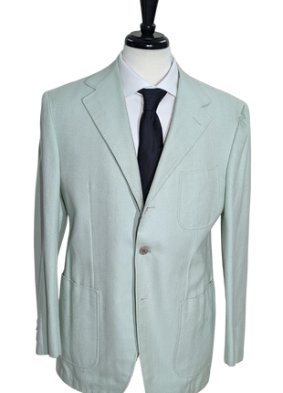 Sartoria Partenopea Men's Blue Herringbone 3-Roll-2 100% Cotton Sportcoat 42R