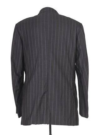 Isaia Mens 46L Drop 8 Gray Striped 150s Wool Silk Blend Slim Fit 2 Piece Suit