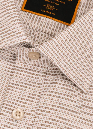 Steven Land Mens Brown Check 100% Cotton Spread Collar Dress Shirt