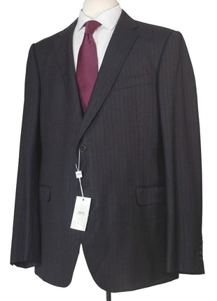 Armani Collezioni Mens Slim Fit Charcoal Pinstripe 100% Wool 2 Piece Suit