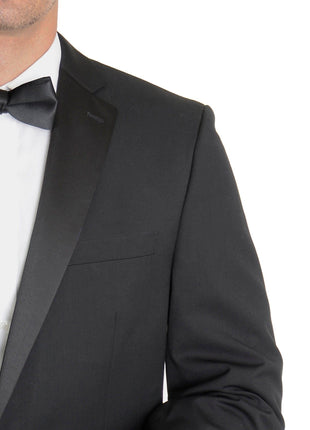 Mens Regular Fit Solid Black Two Button Tuxedo