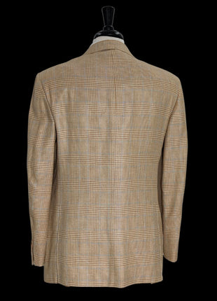 Sartoria Partenopea Men's Tan Glen Plaid Silk Blend 3-Roll-2 Sportcoat 42R