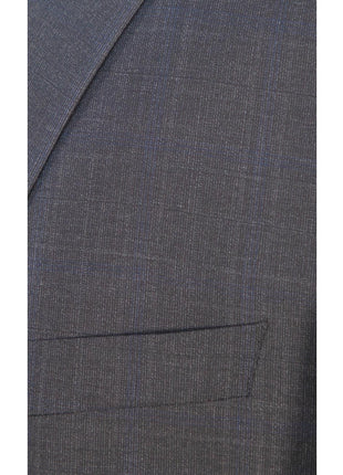 Hugo Boss Mens 42L Charcoal Plaid 100% Wool Slim Fit Two Piece Suit