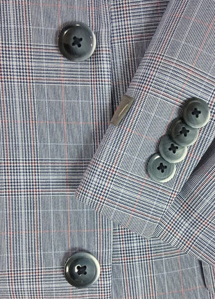 Ben Sherman Light Blue Plaid Peak Lapel Classic Fit 2-Button Suit - 44L