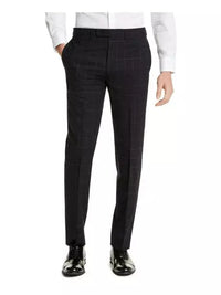 Thumbnail for Calvin Klein TWO PIECE SUITS Men's Calvin Klein Navy Blue Windowpane Slim Fit Wool Suit