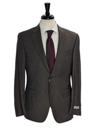 Canali Men's Brown Pinstripe 100% Wool Suit 38R