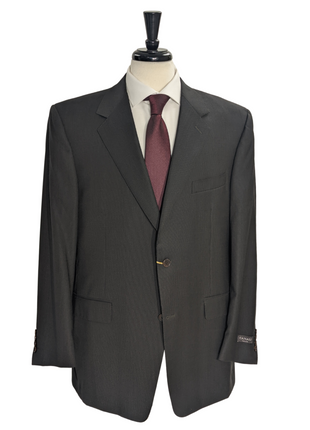 Canali Men's Black & Brown Striped 100% Wool 2-Button Suit 46R