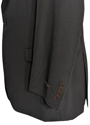 Canali Men's Black & Brown Striped 100% Wool 2-Button Suit 46R