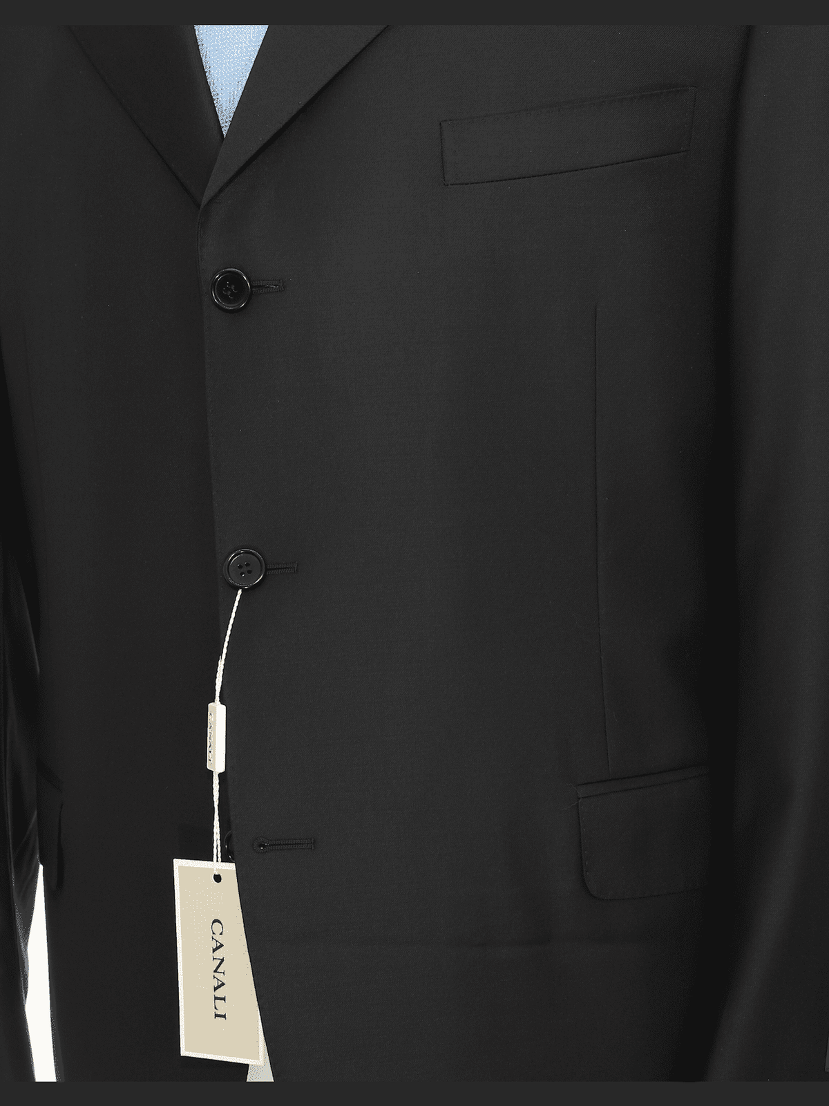 Canali SUITS 46R Canali Mens 46r 58 Drop 6 Classic Fit Solid Black Three Button 100% Wool Suit