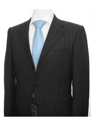 Canali SUITS Canali 38r 46 Drop 6 Classic Fit Black Striped 3-button Pleated 100% Wool Suit
