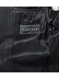 Thumbnail for Canali SUITS Canali 38r 46 Drop 6 Classic Fit Black Striped 3-button Pleated 100% Wool Suit