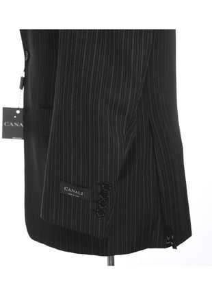 Canali SUITS Canali 38r 46 Drop 6 Classic Fit Black Striped 3-button Pleated 100% Wool Suit