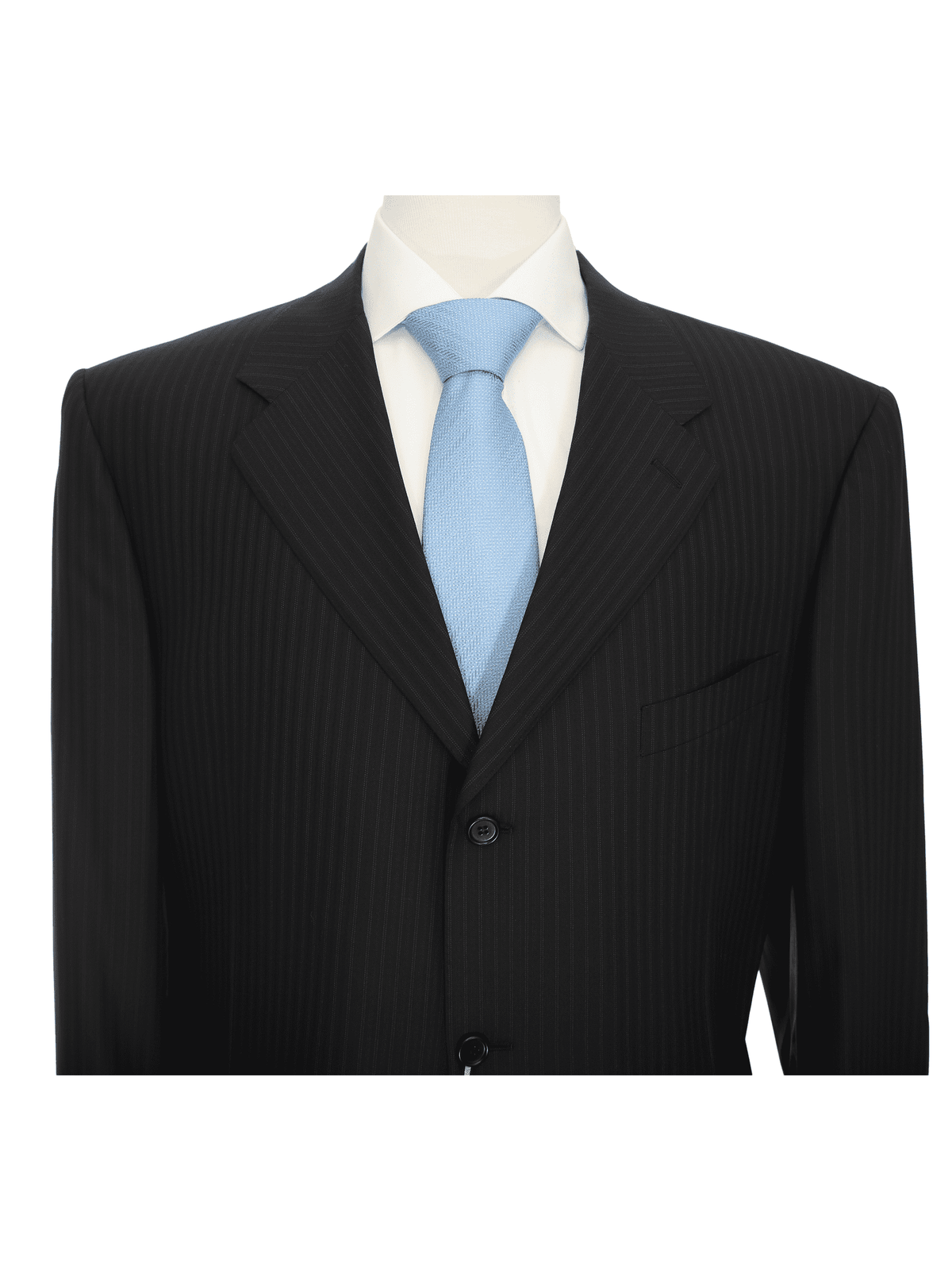 Canali SUITS Canali Mens 50l 62 Drop 6 Classic Fit Black Striped Three Button 100% Wool Suit