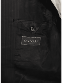 Thumbnail for Canali SUITS Canali Mens 50l 62 Drop 6 Classic Fit Black Striped Three Button 100% Wool Suit