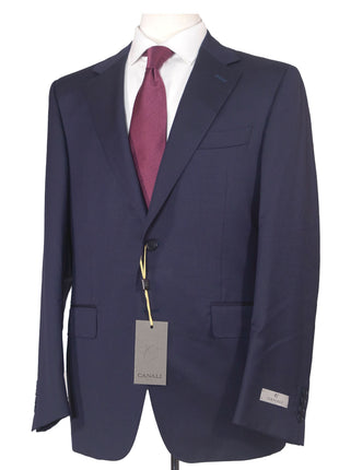 Canali Solid Navy Canvassed Classic Fit Notch Lapel 2-Button Wool Suit 44R