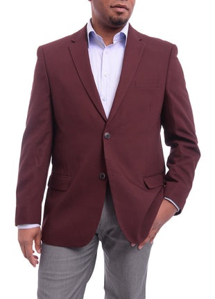 Caravelli BLAZERS Caravelli Classic Fit Hopsack Weave Burgundy Two Button Stretch Blazer Sportcoat
