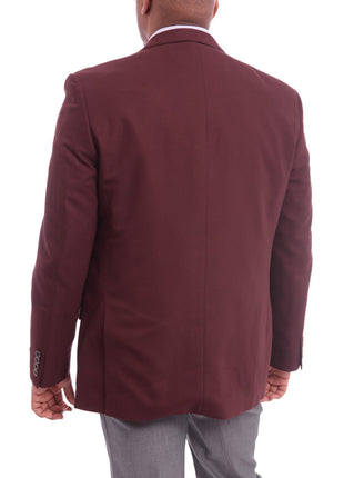 Caravelli BLAZERS Caravelli Classic Fit Hopsack Weave Burgundy Two Button Stretch Blazer Sportcoat