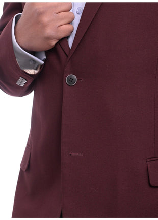 Caravelli BLAZERS Caravelli Classic Fit Hopsack Weave Burgundy Two Button Stretch Blazer Sportcoat