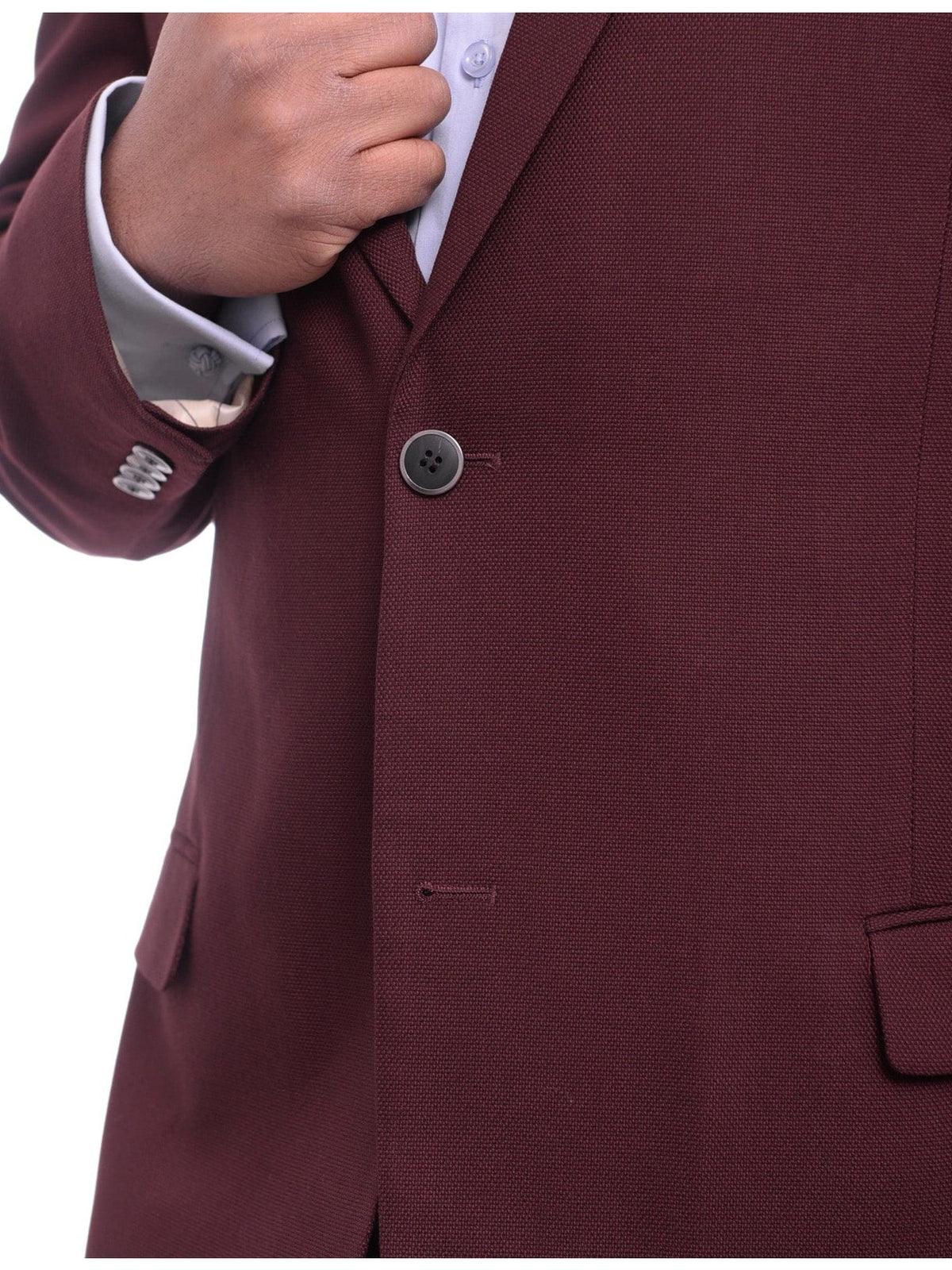 Caravelli BLAZERS Caravelli Classic Fit Hopsack Weave Burgundy Two Button Stretch Blazer Sportcoat