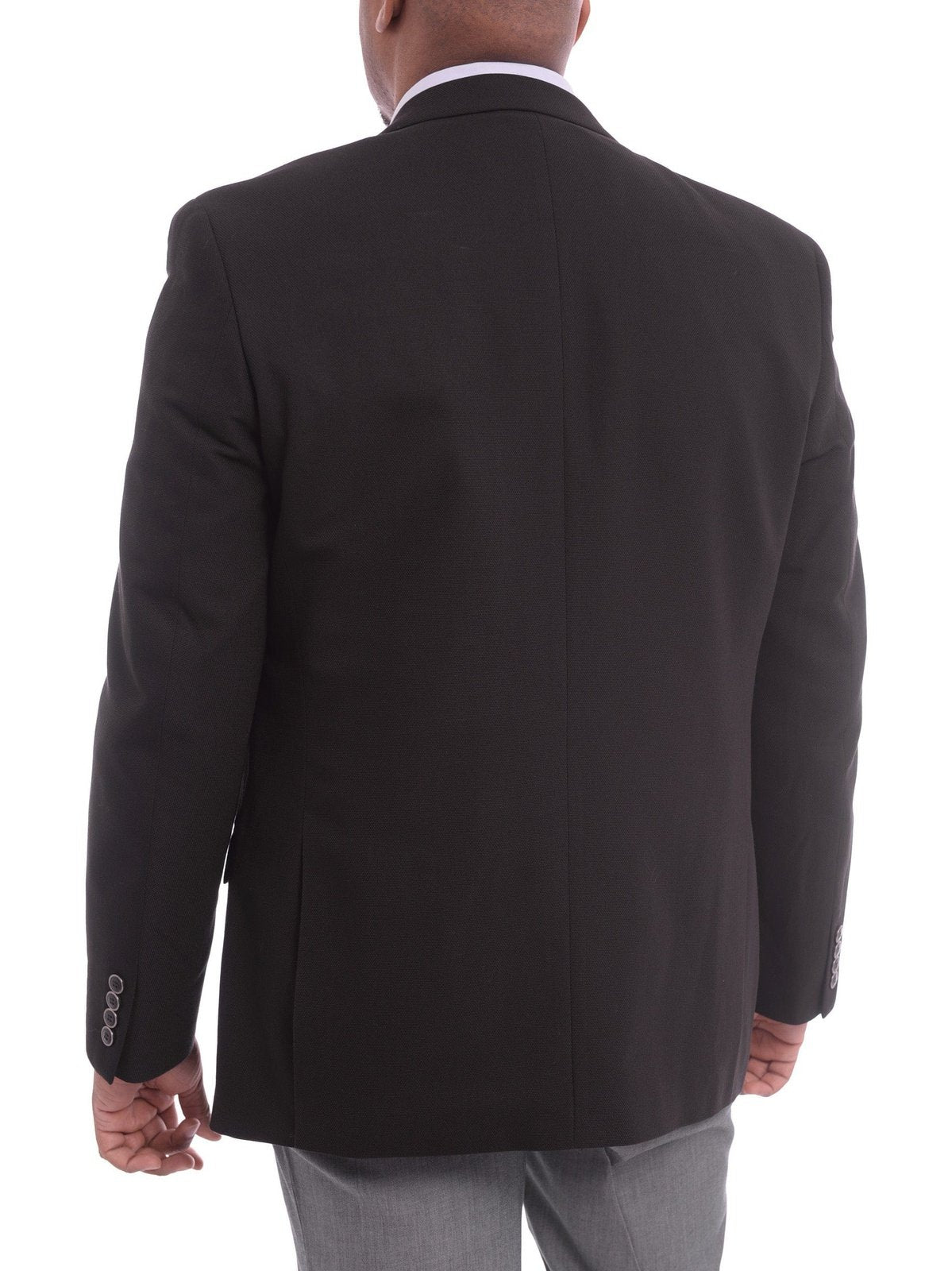 Caravelli BLAZERS Caravelli Classic Fit Solid Black Hopsack Weave Stretch Blazer Sportcoat