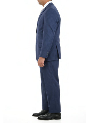 Caravelli Caravelli Mens Blue Striped Two Button 2 Piece Suit
