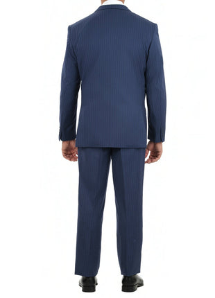 Caravelli Caravelli Mens Blue Striped Two Button 2 Piece Suit