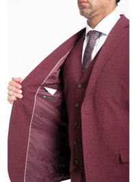Thumbnail for Caravelli Caravelli Mens Burgundy Slim Fit 3 Piece Suit