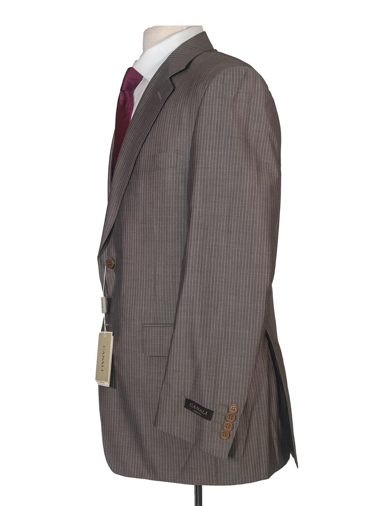 Canali Mens 40R Drop 7 Brown Pinstripe Wool Blend Modern Fit 2 Piece Suit