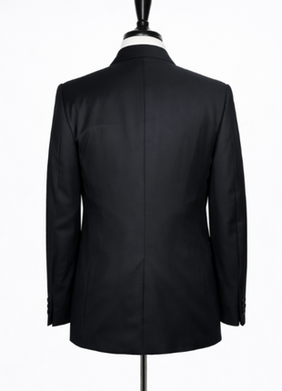 Corneliani Mens Black Textured Fully-Canvassed Shawl Lapel Slim Fit 3-Piece Wool Suit - 42R - The Suit Depot