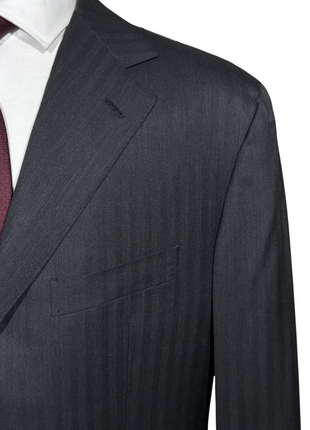 Sartoria Partenopea Mens Charcoal Stripe Notch Lapel Classic Fit 3-button Wool Suit - 44R