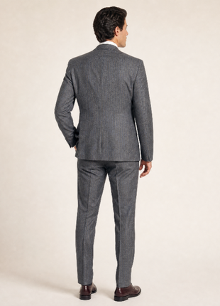 Brunello Cucinelli Gray Stripe Notch Lapel Slim Fit 3-Button Wool Linen Silk Suit - 40L