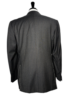 Sartoria Partenopea Mens Dark Green Stripe Tweed Notch Lapel Classic Fit 3-Button Wool Suit - 42L