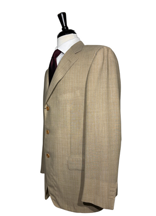 Sartoria Partenopea Mens Tan Pinstripe Half-Canvassed Notch Lapel Classic Fit 3-button Wool Suit - 44R