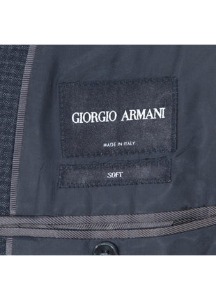 Giorgio Armani Mens Charcoal Gingham Wool Blend 2 Piece Suit