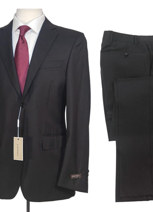 Canali 1934 Mens Solid Black 38R Drop 4 100% Wool 2 Piece Suit