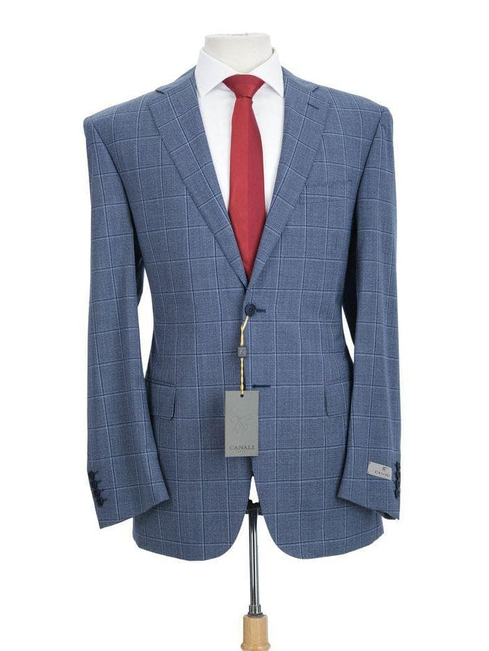 Canali 1934 Mens Blue Plaid 42S Drop 7 Modern Fit 100% Wool 2 Piece Suit