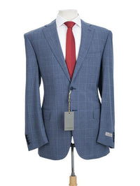 Thumbnail for Canali 1934 Mens Blue Plaid 42S Drop 7 Modern Fit 100% Wool 2 Piece Suit