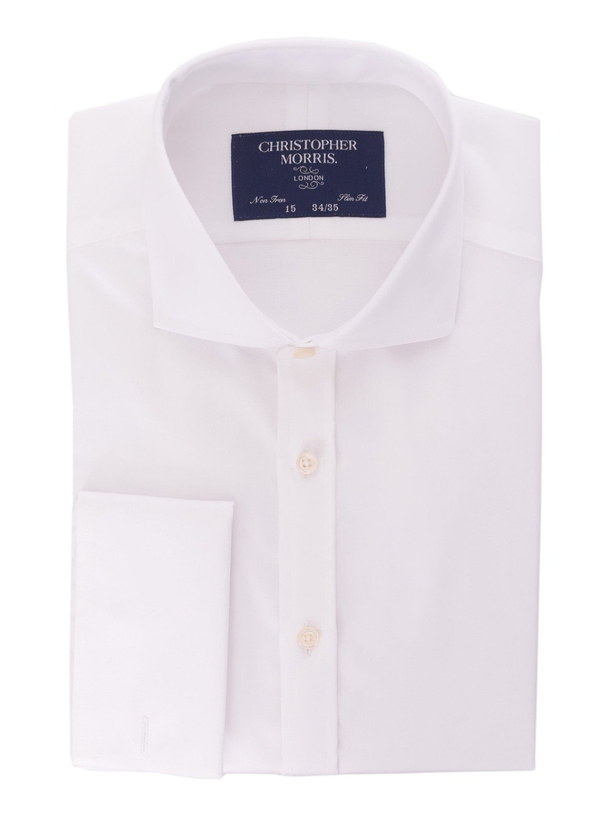 Christopher Morris Men's 100% Cotton Non-Iron White Slim Fit French Cuff Dress Shirt, 16 1/2 / 32/33 Christopher Morris Men's 100% Cotton Non-Iron White Slim Fit French Cuff Dress Shirt, 16 1/2 / 32/33
