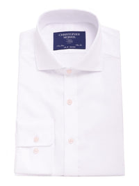 Thumbnail for Christopher Morris Men's 100% Cotton Solid White Non-Iron Slim Fit Dress Shirt