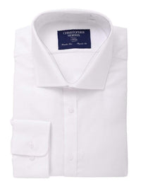 Thumbnail for Christopher Morris Mens White Cotton Convertible Cuff Classic Fit Dress Shirt